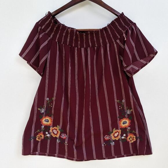 Perch Embroidered Off-the-Shoulder Blouse 1XL - Picture 1 of 8